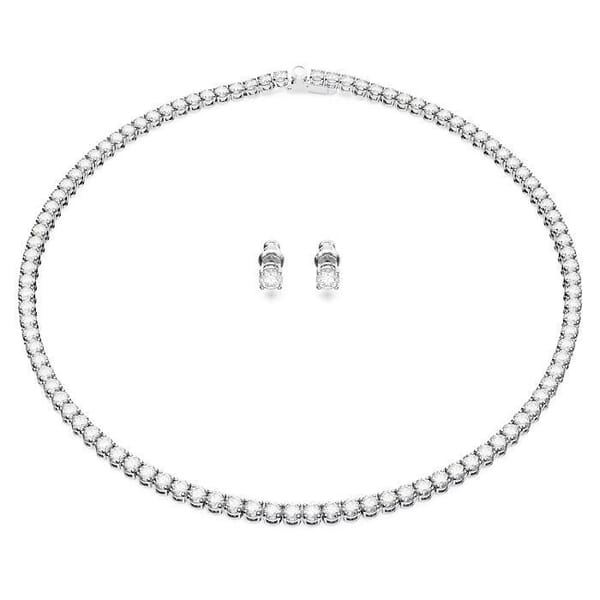 Swarovski smykkesett Matrix Tennis set Round cut, White, Rhodium plated - 5647730